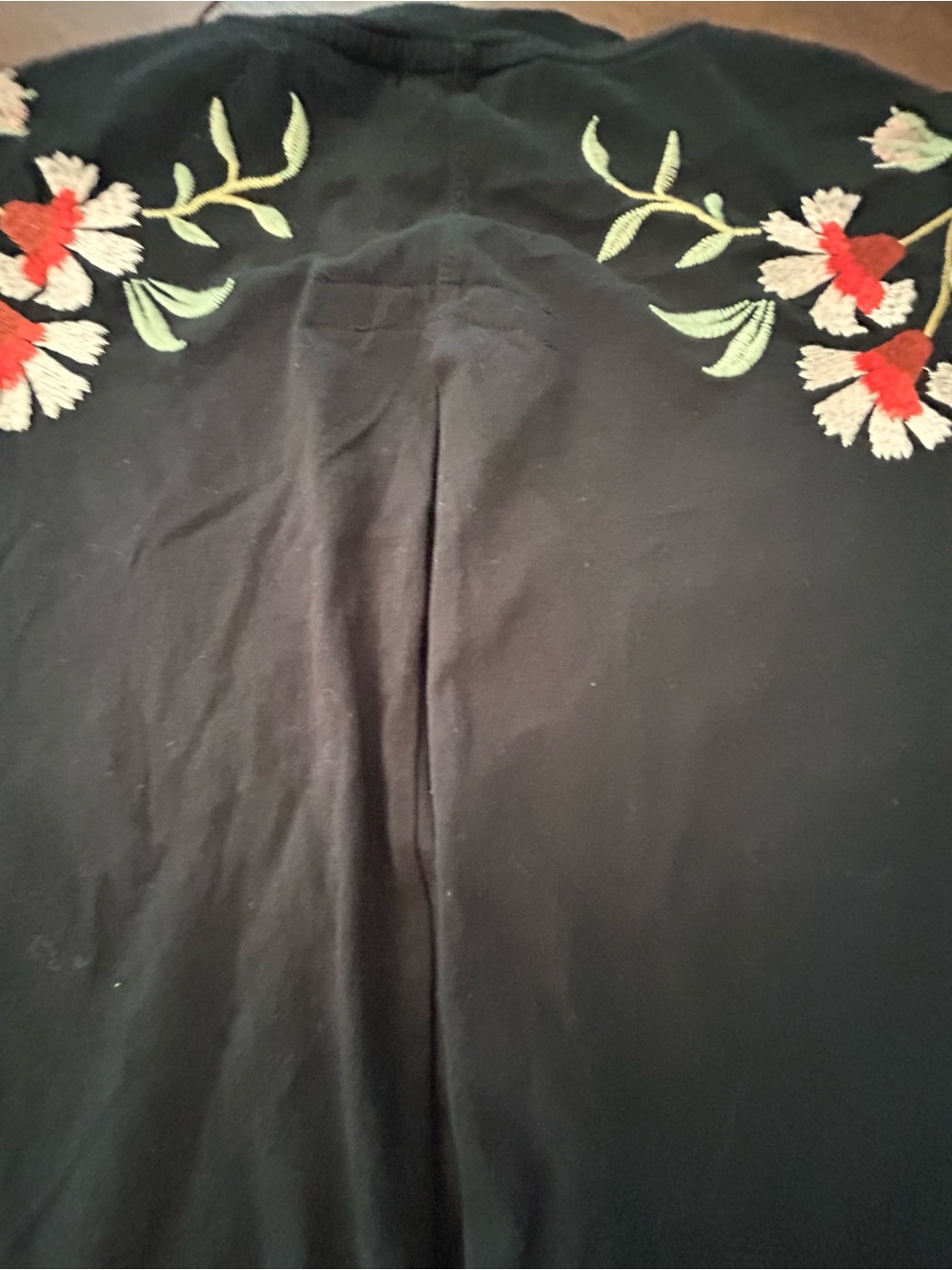 Johnny Was Clara Raw Detail Swing Floral & Bird Embroidered Black Tee NWT SZ M - Picture 12 of 14